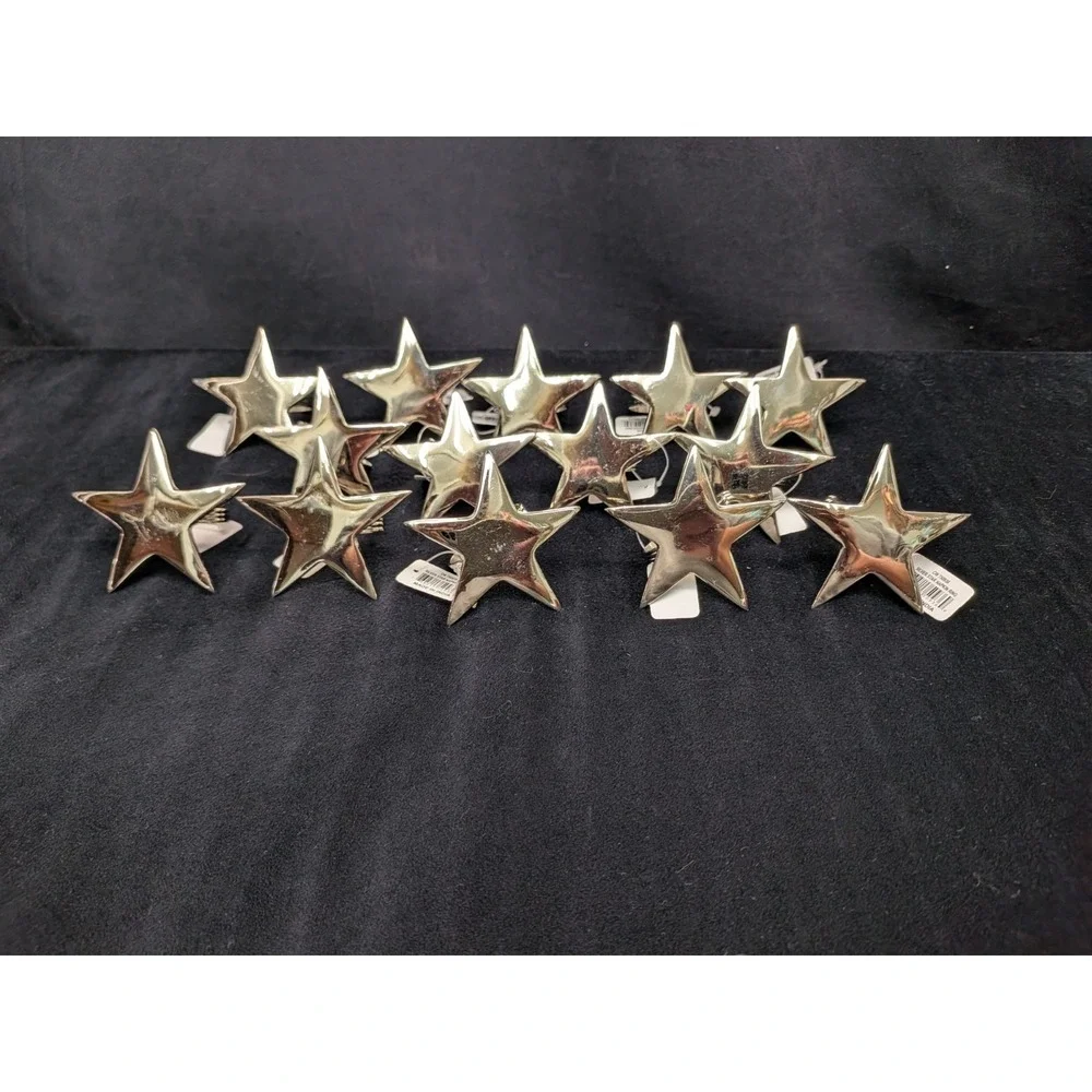 Silver Star Napkin Ring 5 Point Made In India Set Of 14 -3 Inch Texas Christmas